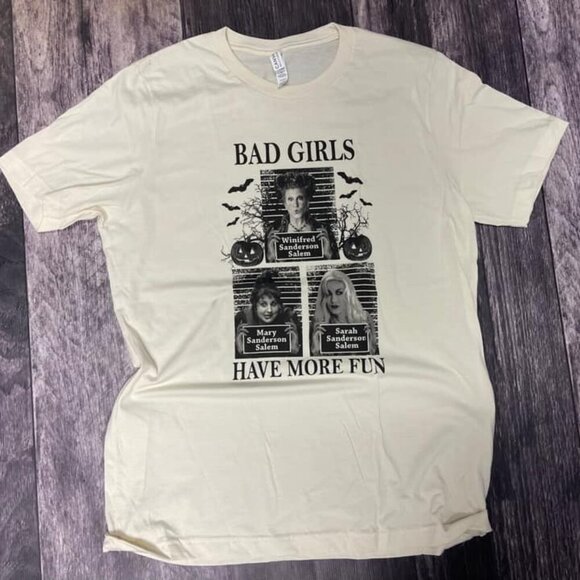 Halloween Graphic Tee Bad Girls Sanderson Sisters Natural Large Mug Shots - Picture 1 of 9